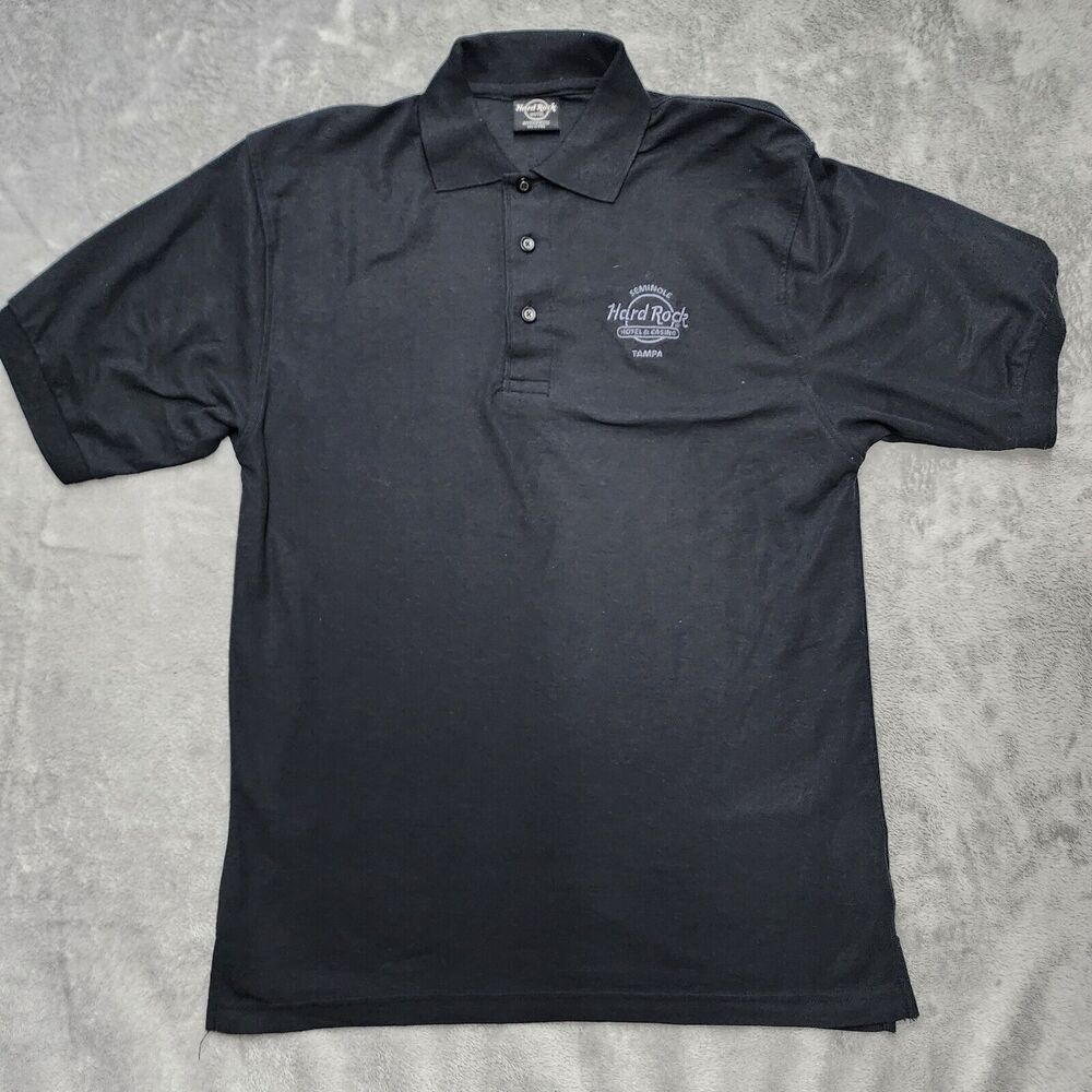 Hard Rock Cafe Hotel Seminole Tampa CASINO Men's Black Polo Shirt Size M